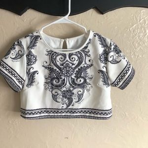 White and Black Crop Top